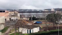 Les travaux ont commencé entre le gymnase et la Halle.