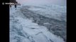 Thick shards of ice form as Lake Baikal in Russia freezes over