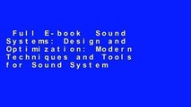 Full E-book  Sound Systems: Design and Optimization: Modern Techniques and Tools for Sound System