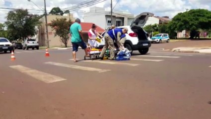 Motociclista tem suspeita de fratura em acidente na Av. Guaíra