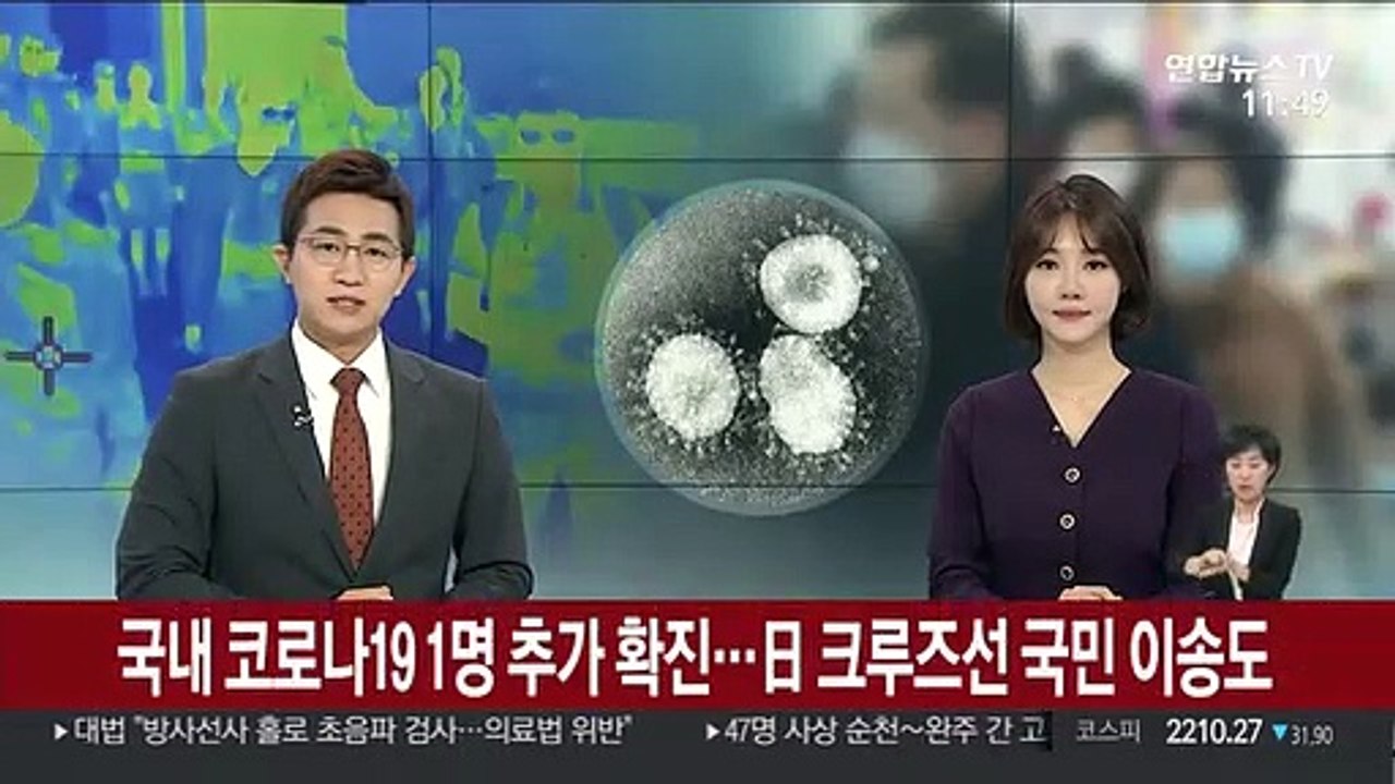 국내 코로나19 1명 추가 확진…日 크루즈선 국민 이송도