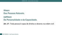 Código Civil - Art. 1 a 10 - PARTE GERAL - Das Pessoas Naturais