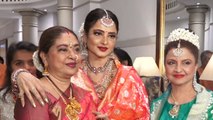 Rekha Spotted With Her Sister At A Wedding Reception