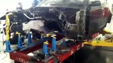 BMW 530 collision repair @ Richard's bodyshop, Chicago on a Celette frame machine with Celette jigs