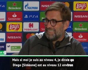 8es - Klopp : "Si je suis niveau 4 en termes d'émotion, Simeone est au niveau 12 !"