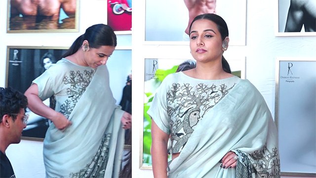 Vidya Balan seen fixes her Saree in front of media at Dabboo Ratnani Calendar launch |FilmiBeat