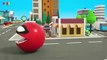 Learn Colors With Animal - Pacman Watermelon on City as he meet Spider-PACMAN and Rolling on Snow to find house at North Pole
