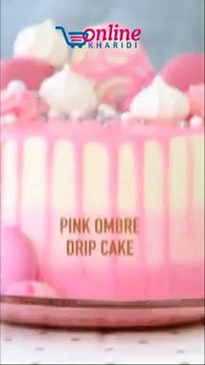 Pink Ombre Drip Layer Cake-Pink ombre