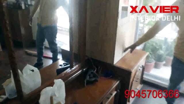 almirah with veneer cladding and copper look glass