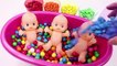 ToyMonster - ABC Song Learn Colors MandMs Triple Baby Doll Bath Time and Surprise Toys Ice Cream Cups