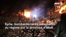 Syrie: secouristes éteignant des incendies après des frappes dans la province d'Idleb