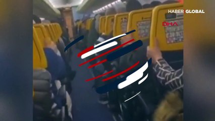 Uçakta korku dolu anlar kamerada