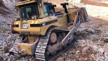 Cat D8T Bulldozer Pushing Huge Rocks