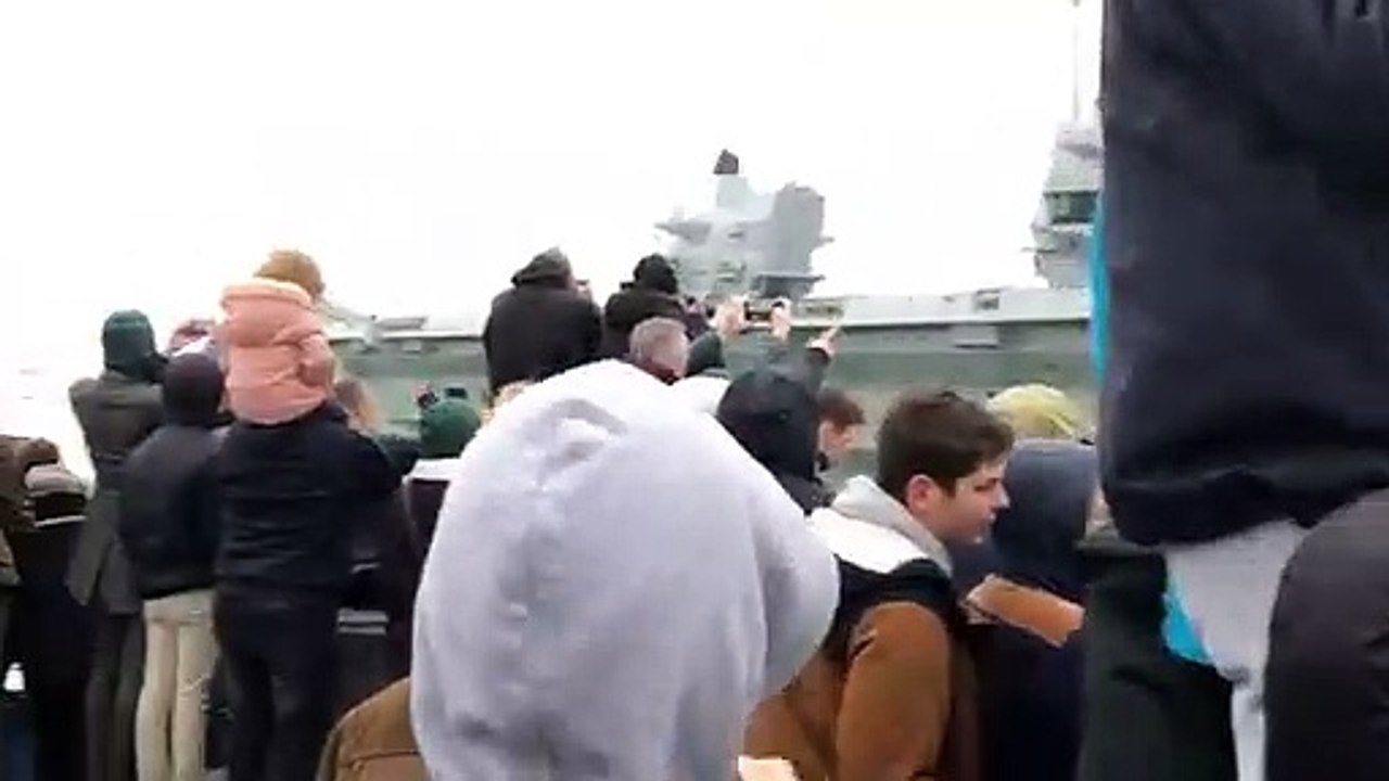 Royal Navy aircraft carrier HMS Prince of Wales sets sail from Portsmouth