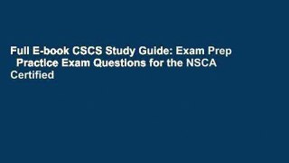 Full E-book CSCS Study Guide: Exam Prep   Practice Exam Questions for the NSCA Certified