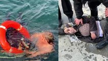 Üsküdar'da denize düşen kadın böyle kurtarıldı