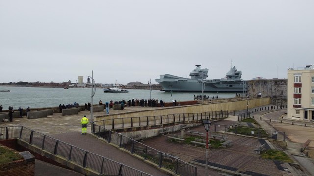 HMS Prince of Wales sets sail from Portsmouth - Video by Mark Cox