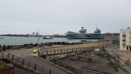 HMS Prince of Wales sets sail from Portsmouth - Video by Mark Cox