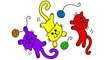 Coloring Cats & Yarn Cute Animals Coloring Page Paint Markers | Drawing and coloring for kids