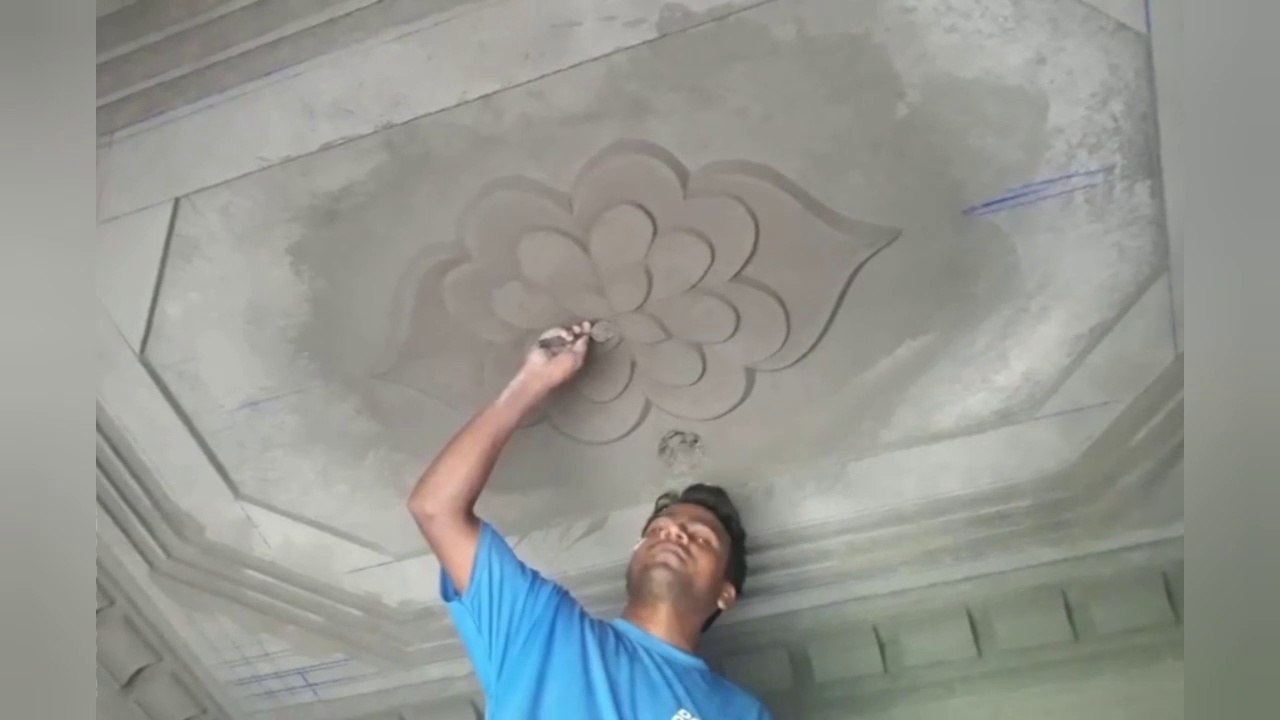 Cement ceiling flower or Cornish design | How to make cement ceiling design