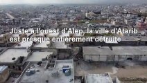 VUES AERIENNES de la ville syrienne abandonnée et détruite d'Atarib