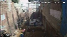 CCTV footage captures moment wall collapses killing one construction worker in India