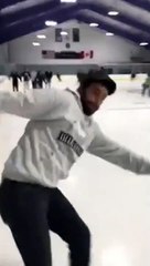 Ice Skater Tries To Stop And Falls On His Butt