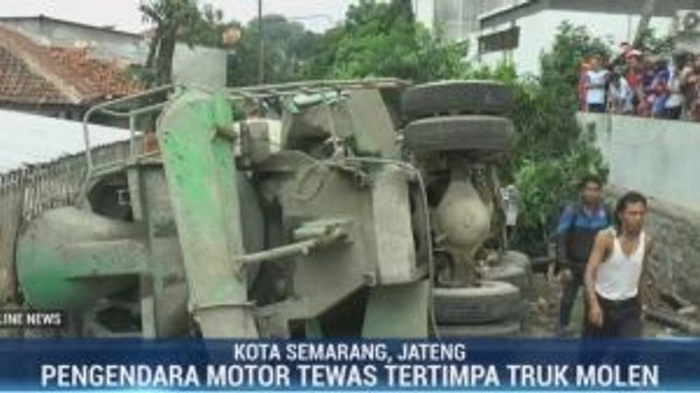 Pengendara Motor Tewas Tertimpa Truk Molen di Semarang