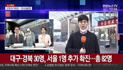 대구·경북 30명, 서울 1명 추가 확진…총 82명