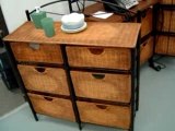 Home Furnishings - 6 Drawer Metal Wicker Kitchen Storage