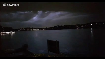Sydney sky lit up by raging lightning storm