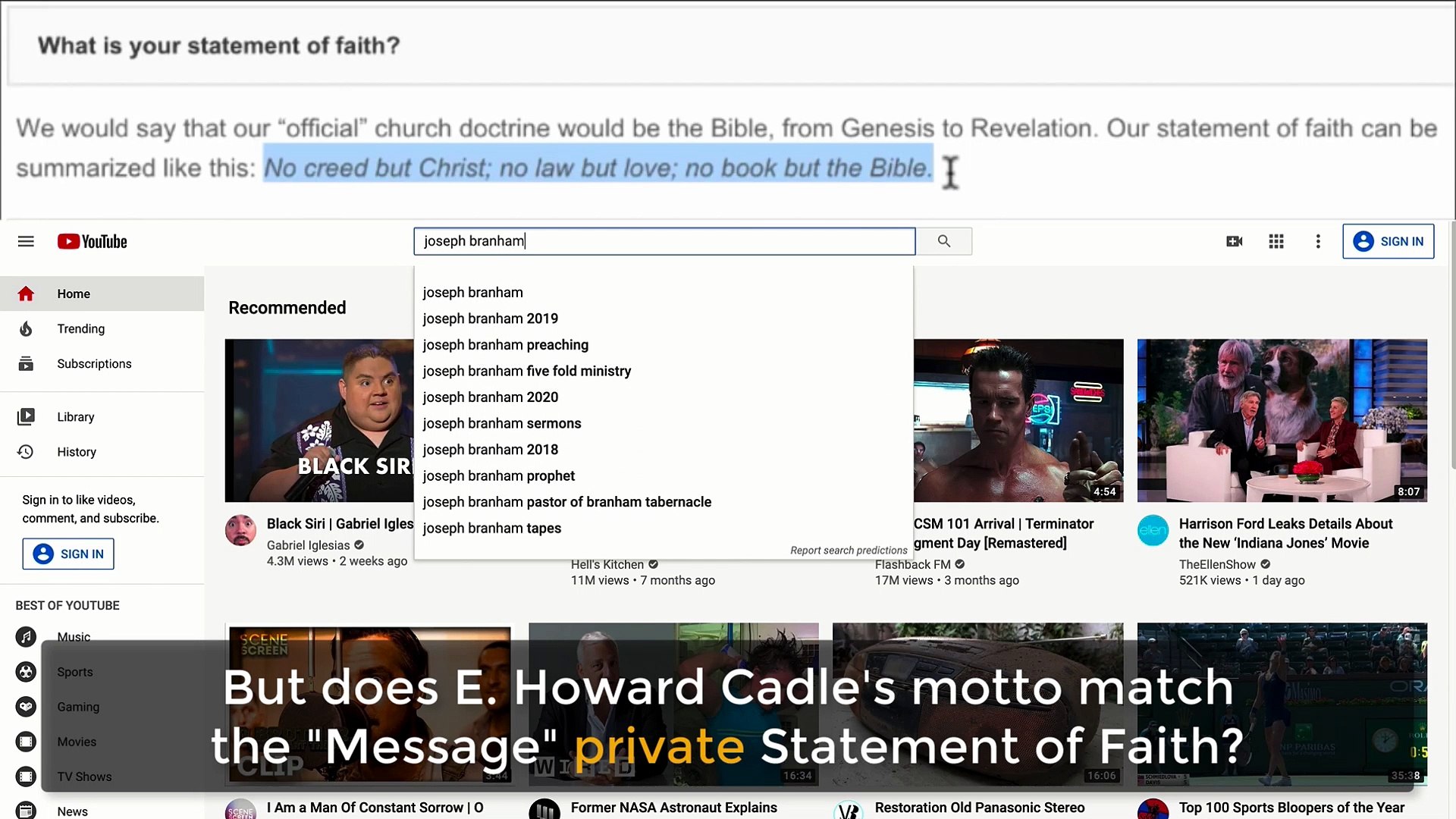 Message Statement of Faith