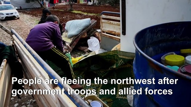 Syria: Displaced families arrive in informal camp near Afrin