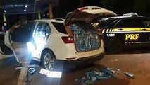 Veículo Equinox com registro de roubo, placas falsas e carregado com cigarros é apreendido pela PRF em Santa Tereza do Oeste