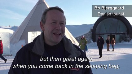Tourists brave sub-zero temperatures for a night at Sweden's ice hotel