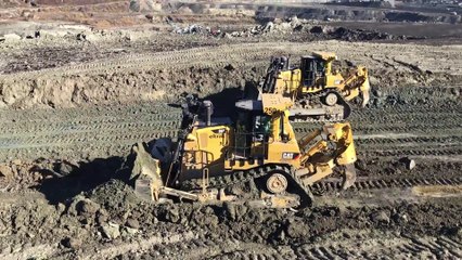 Cat D9T Dozers Pushing Mud