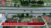 İzmir'de yan yatan bina tahliye ediliyor