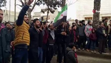 El Bab'da halk, Esad rejimini protesto etti
