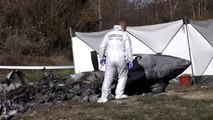 Investigan los restos de la avioneta estrellada en la localidad navarra de Noáin