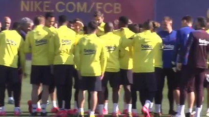 Primer entrenamiento de Braithwaite con el Barça