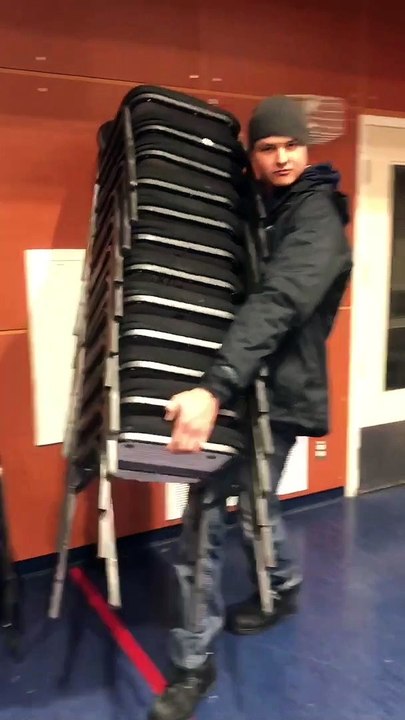 Chair Stack Movement Shocks Onlooker