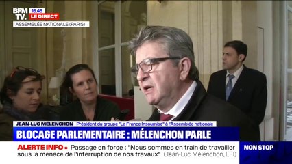 Mélenchon accuse la majorité "de préparer un 49-3 et de vouloir chauffer l'opinion"