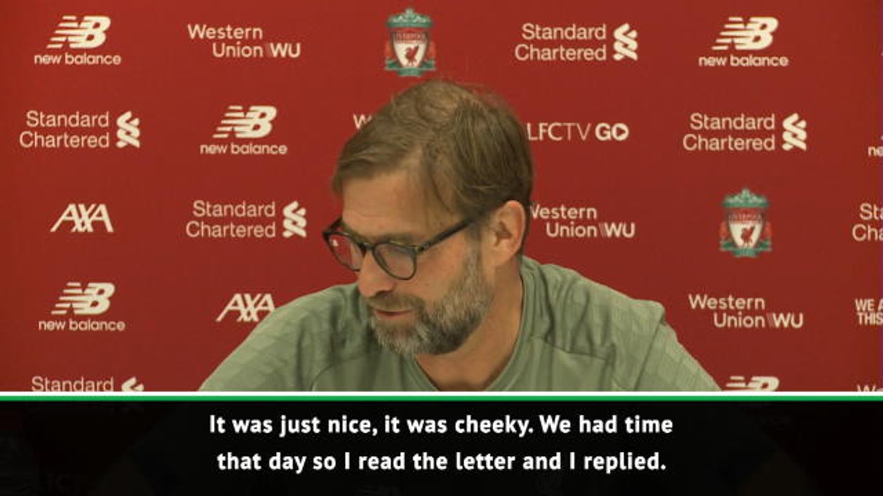 Klopp enjoyed replying to 'cheeky' Man United fan letter