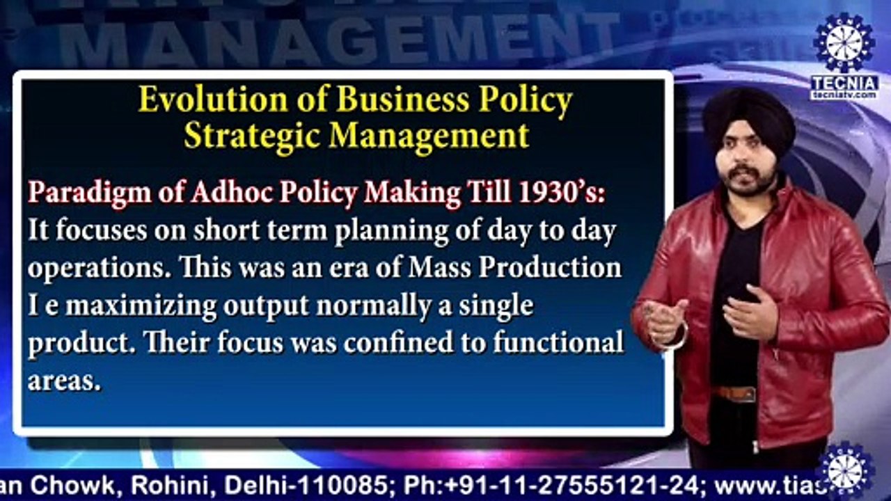 BBA || Mr. INDERPREET SINGH || Evolution of Business Policy & Strategic Management || TIAS || TECNIA TV