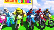 LEARN COLORS for Children W Spiderman and Superheroes Cycles Racing w Street Vehicles for Kids Ep 51