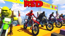 LEARN COLORS for Children W Spiderman and Superheroes Cycles Racing w Street Vehicles for Kids Ep 52
