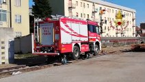 Udine - Il camion dei Vigili del Fuoco viaggia anche sulle rotaie (21.02.20)
