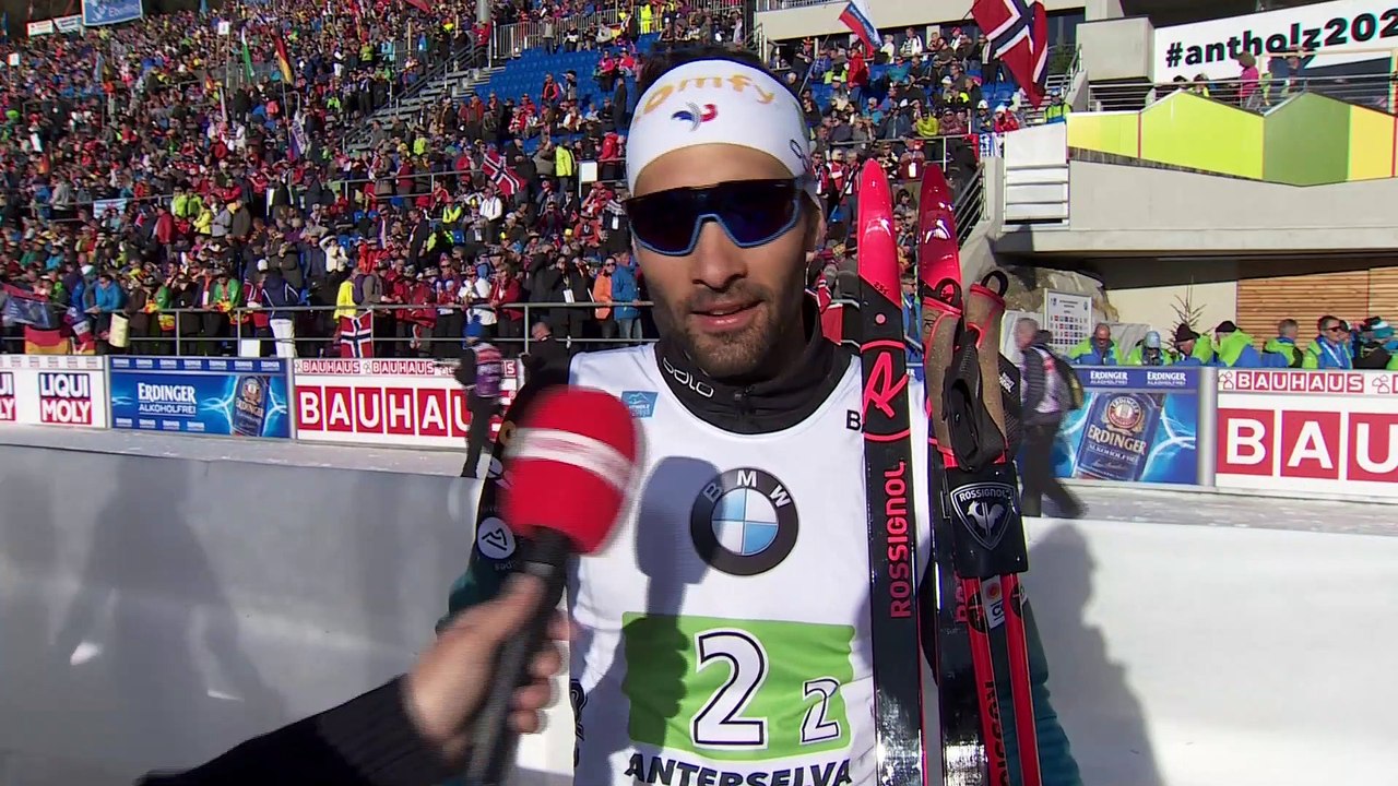 Les larmes de Fourcade après le sacre du relais - Biathlon - Mondiaux (H)
