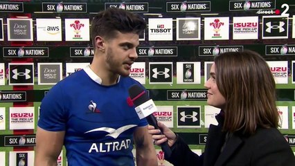 Romain Ntamack réagit après la victoire face au Pays de Galles