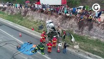 Imagens de drone mostram local de acidente que matou vereador Cabo Porto e família